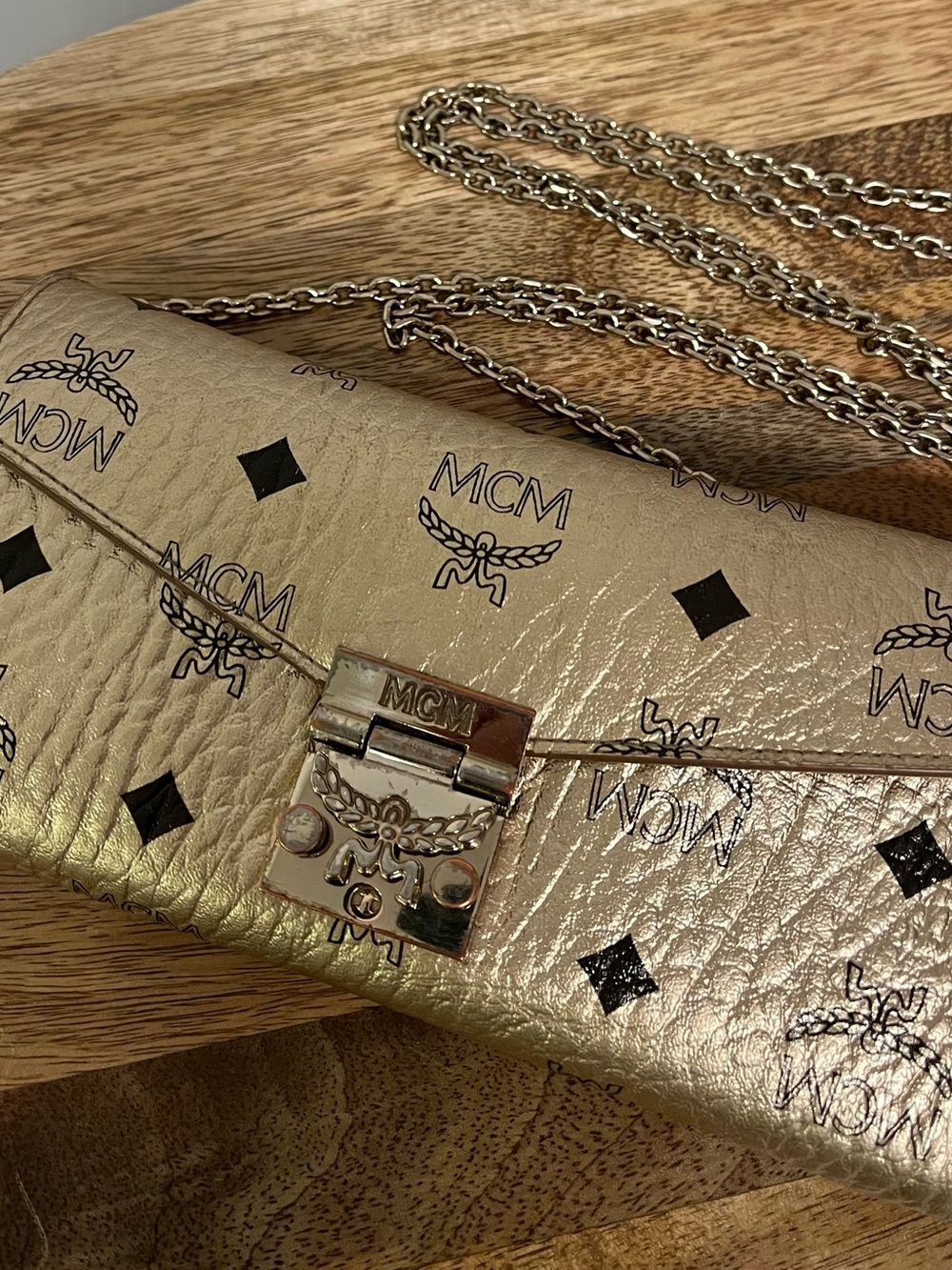 MCM Small Patricia Crossbody Wallet -  Metallic Gold Leather - Picture 13 of 13